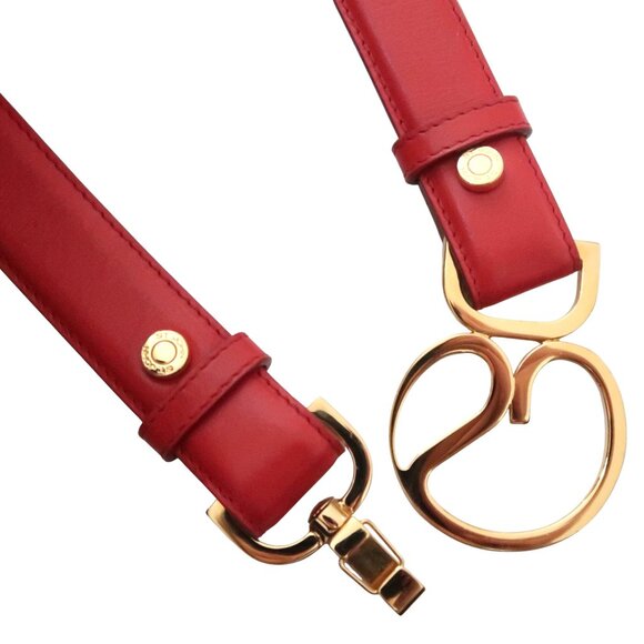 ST JOHN Red Leather logo buckle belt sz S main image 4